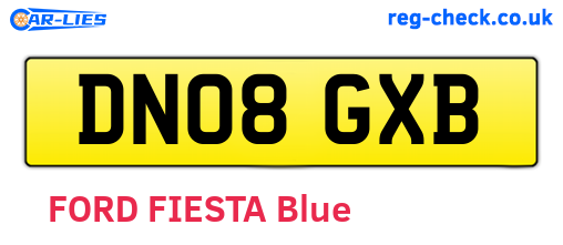 DN08GXB are the vehicle registration plates.