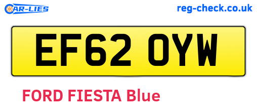 EF62OYW are the vehicle registration plates.