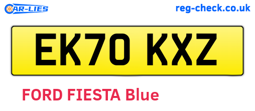 EK70KXZ are the vehicle registration plates.