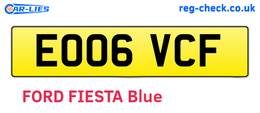 EO06VCF are the vehicle registration plates.