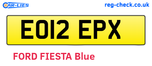 EO12EPX are the vehicle registration plates.
