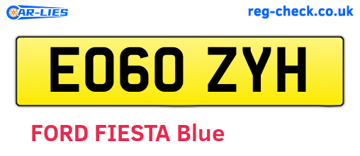 EO60ZYH are the vehicle registration plates.