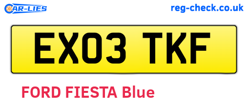 EX03TKF are the vehicle registration plates.