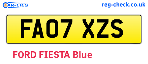 FA07XZS are the vehicle registration plates.