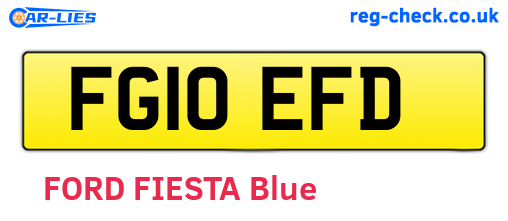 FG10EFD are the vehicle registration plates.