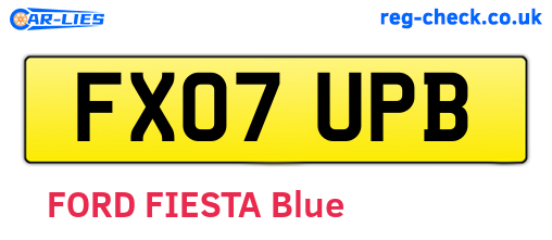 FX07UPB are the vehicle registration plates.