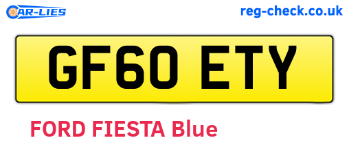 GF60ETY are the vehicle registration plates.