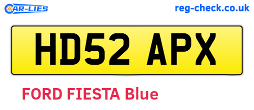 HD52APX are the vehicle registration plates.