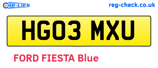HG03MXU are the vehicle registration plates.
