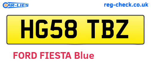 HG58TBZ are the vehicle registration plates.