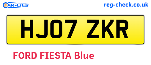 HJ07ZKR are the vehicle registration plates.