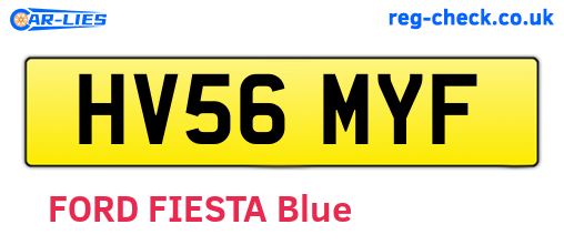 HV56MYF are the vehicle registration plates.