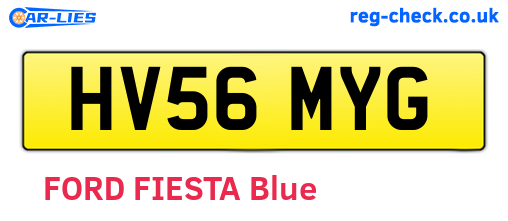 HV56MYG are the vehicle registration plates.