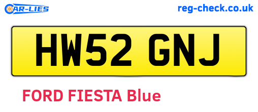 HW52GNJ are the vehicle registration plates.