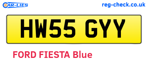 HW55GYY are the vehicle registration plates.