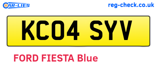 KC04SYV are the vehicle registration plates.