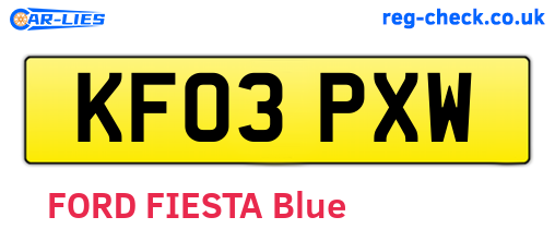 KF03PXW are the vehicle registration plates.