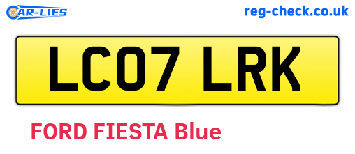 LC07LRK are the vehicle registration plates.
