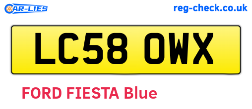 LC58OWX are the vehicle registration plates.