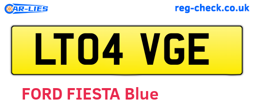 LT04VGE are the vehicle registration plates.