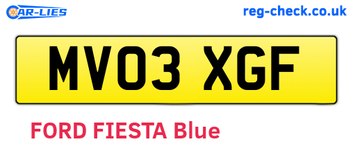 MV03XGF are the vehicle registration plates.