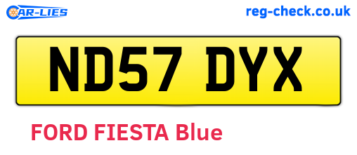 ND57DYX are the vehicle registration plates.