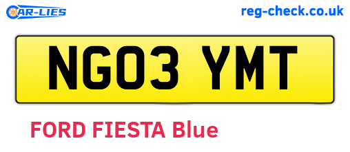 NG03YMT are the vehicle registration plates.