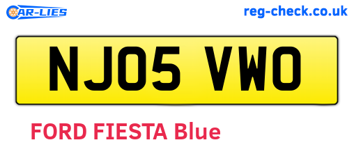 NJ05VWO are the vehicle registration plates.