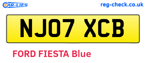 NJ07XCB are the vehicle registration plates.