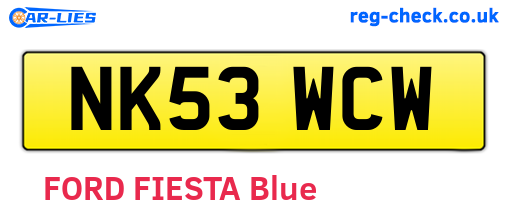 NK53WCW are the vehicle registration plates.
