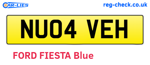 NU04VEH are the vehicle registration plates.