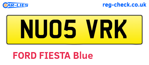 NU05VRK are the vehicle registration plates.