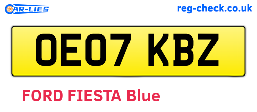 OE07KBZ are the vehicle registration plates.