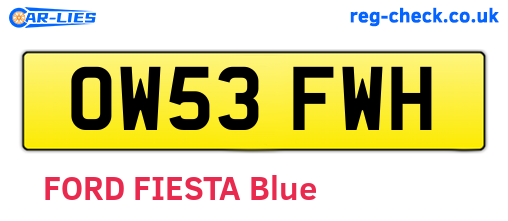 OW53FWH are the vehicle registration plates.