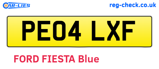 PE04LXF are the vehicle registration plates.