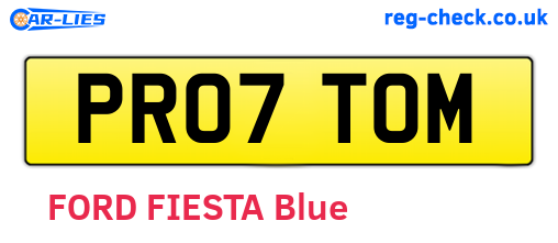 PR07TOM are the vehicle registration plates.