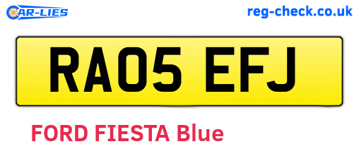 RA05EFJ are the vehicle registration plates.