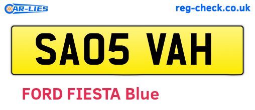 SA05VAH are the vehicle registration plates.
