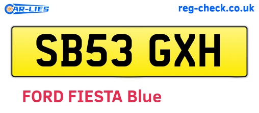 SB53GXH are the vehicle registration plates.