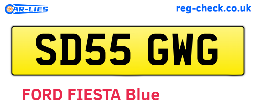 SD55GWG are the vehicle registration plates.