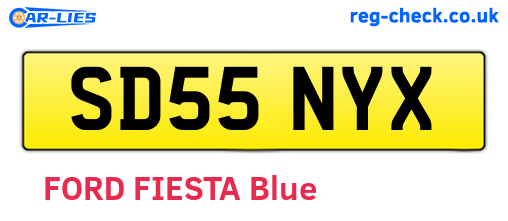 SD55NYX are the vehicle registration plates.