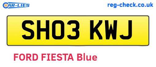SH03KWJ are the vehicle registration plates.