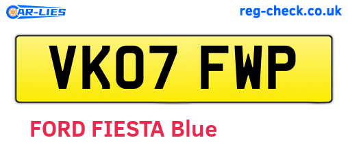 VK07FWP are the vehicle registration plates.