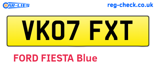 VK07FXT are the vehicle registration plates.