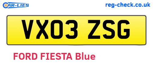 VX03ZSG are the vehicle registration plates.