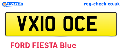 VX10OCE are the vehicle registration plates.