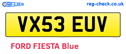 VX53EUV are the vehicle registration plates.