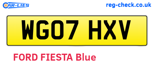 WG07HXV are the vehicle registration plates.