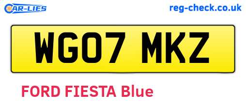 WG07MKZ are the vehicle registration plates.