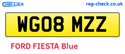 WG08MZZ are the vehicle registration plates.
